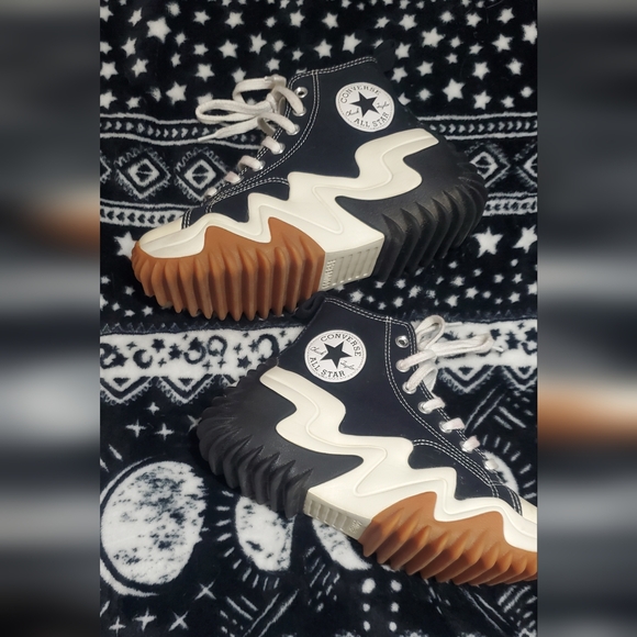 Converse run star motion cx black & white platform shoes size 6.5 - Picture 2 of 4